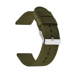 THBGTCNQ Mehrfarbiges Nylonband, Edelstahlschnalle, Schnellverschluss, universelles Ersatzarmband for Männer und Frauen, 18 mm, 20 mm, 22 mm, 24 mm(Army green,24mm) von THBGTCNQ