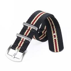 THBGTCNQ Nylon Watch Strap For 18 20 22 Mm Fabric Watch Strap Men Women Replacement Watch Strap(Black Beige Red,22mm) von THBGTCNQ