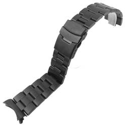 THBGTCNQ Uhrenarmband aus Edelstahl mit massivem gebogenem Ende, 22 mm, 20 mm, 18 mm, 19 mm, 21 mm, 23 mm, 24 mm, silberfarben/schwarz, mattes Metallband, Damen- und Herrenarmband(Black,21mm) von THBGTCNQ