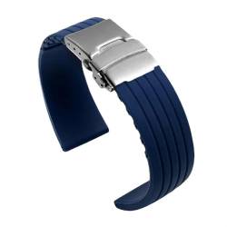 THBGTCNQ Uhrenarmband aus Silikonkautschuk, Schnellverschluss, Faltschließe, 18 mm, 20 mm, 22 mm, 24 mm, for Smartwatch-Ersatzarmband(Blue,24mm) von THBGTCNQ