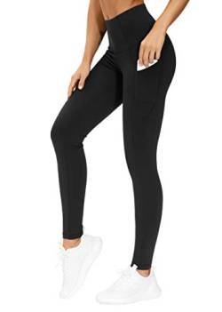 The Gym People Dicke Yogahose mit hoher Taille mit Taschen, Bauchkontrolle, Workout, Laufen, Yoga, Leggings für Damen, Schwarz, Groß von THE GYM PEOPLE