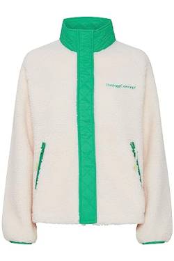 THEJOGGCONCEPT JCBERRI Damen Übergangsjacke Jacke Fleece Teddy Jacke seitliche Reißverschlüsse Stehkragen Materialmix, Größe:S, Farbe:Mint Mix (201742) von THEJOGGCONCEPT