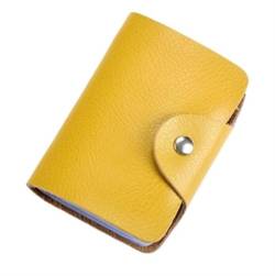 Ankunft Echtes Leder Visitenkarte Frauen ID Tasche Weibliche Kreditkarteninhaber 26 Bankkarten Slots for Männer (Color : Yellow) von THEPOS