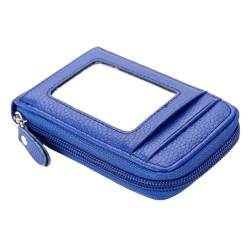 THEPOS Leder-Kreditkartenetui for Herren und Damen, Geldbörse, Bank-Leder-Geldbörsen, Clip-Designer-Kartenhalter(Color:Blue) von THEPOS