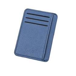 THEPOS Ultradünnes Reißverschluss-Kreditkartenetui aus Leder for Herren, schlanke, Schlichte Geldbörse, Karteninhabertaschen (Color : Blue no Zipper) von THEPOS