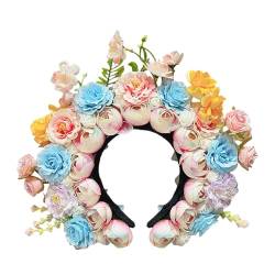 THINCAN Vielseitiges Blumen-Stirnband, Accessoire, realistische Blumen-Haargirlanden, Kopfschmuck, Seiden-Blumenbänder für kulturelle Kleidung von THINCAN