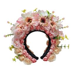 THINCAN Vielseitiges Blumen-Stirnband, Accessoire, realistische Blumen-Haargirlanden, Kopfschmuck, Seiden-Blumenbänder für kulturelle Kleidung von THINCAN