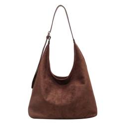 TIAASTAP Groß Handtasche Wildleder Hobo Bag Umhängetasche Damen Gross Crossbody Bag Vintage Shoulder Bag Women Tote Bag Beuteltasche Schultertasche Verstellbarer Gurt, mit kleiner Geldbörse von TIAASTAP