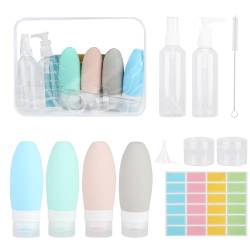 12 Stück Silikon Reiseflaschen Set, Reiseflaschen zum Befüllen, Travel Bottles mit Transparenter Kulturbeutel, BPA-Frei Reiseflaschen Für Mitnahme von Duschgels und Hautpflegeprodukten von TIANCONGYUN