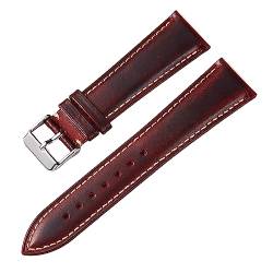 TIFONY Uhrenarmbänder, Uhrenarmbänder aus Ölwachsleder 18 mm 19 mm 20 mm 21 mm 22 mm Uhrenarmbänder Retro-Armband handgefertigtes Armband(Red Brown,20mm) von TIFONY