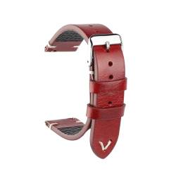 TIFONY Uhrenarmbänder, Vintage-Uhrenarmband aus Leder, 20 mm, 22 mm, Rissmuster, Armband, Gürtel, Schnellverschluss(Red,22mm) von TIFONY