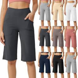 TIMELYE Damen Shorts Bermuda Kurze Hose Leichte High Waist Lässig Sommer Shorts mit Taschen Stoffhose Freizeithose Sommerhose Pumphose Yogahose von TIMELYE