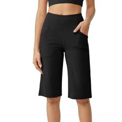 TIMELYE Damen Shorts Bermuda Kurze Hose Leichte High Waist Lässig Sommer Shorts mit Taschen Stoffhose Freizeithose Sommerhose Pumphose Yogahose von TIMELYE