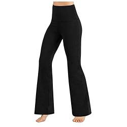 TIMELYE Damen Super Hohe Taille Weite Bein Yogahose Bootcut Damen Fitness Flared Leggings Straight Bein Sporthose Schlaghose für Yoga Gym Pilates Bauchkontrolle Trainingshose Tanzen Lange Hose von TIMELYE