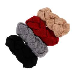 TINEASUR 4 Stück Herbst-Winter-Stirnband Sport-Stirnband gehäkelter Haarband-Ohrwärmer laufendes Bandana nauszniki zimowe ohrenwärmer gestricktes Stirnband gestricktes Haarband Garn von TINEASUR