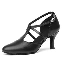 TINRYMX Damen Latin Tanzschuhe Salsa Tango Ballsaal Tanzschuhe,L272-Schwarz-7.5CM,42 EU von TINRYMX