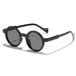 TISGET Runde Sonnenbrille für Damen und Herren, Retro-Sonnenbrille, UV400, für Damen, Schwarz, Einheitsgröße von TISGET