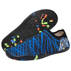 TMEOG Badeschuhe Damen Herren Wasserschuhe Schwimmschuhe Aquaschuhe Strandschuhe rutschfest Surfschuhe schnell trocknend Wattschuhe Meerschuhe Erwachsene(40 EU,Blau) von TMEOG