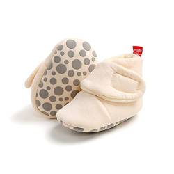 TMEOG Unisex-Baby Neugeborenes Fleece Booties Bio Baumwoll-Futter und rutschfeste Greifer Winterschuhe von TMEOG