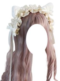 Süße süße Kopfbedeckung Lolita Stirnband Haar Hoop Katzenohren Haarband Bowknot Kawaii Lolita Prop Headwear Mehrfarbige Haarschmuck (Weiß) von TO KU TOO YUO