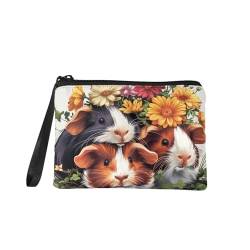 TOADDMOS Kleine Münzgeldbörse, Kleingeldbörse, Mini-Geldbörse für Damen, mit Reißverschluss, Sonnenblumen, Meerschweinchen, 7in x 5.5in, Münztasche von TOADDMOS