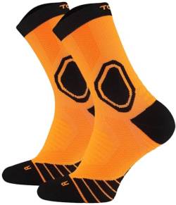 TODO MTB Socken Lang TRAIL MASTER Radsocken Herren und Damen. Atmungsaktive Mountainbike MTB Socken Herren und Damen Fahrradsocken (39-42, Orange) von TODO