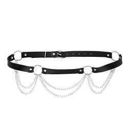 TOEECY Taillenkette Punk Leder Körperkette Gothic Gürtel Schwarz Verstellbare Bauchkette Sexy Taille Ketten Nachtclub Körperzubehör Schmuck für Frauen und Mädchen (Schwarz-6) von TOEECY