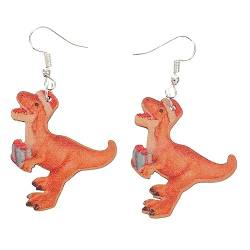 TOGEVAL 1 Dinosaurier-Ohrringe Frauen Weihnachtsohrring Damenohrringe Weihnachtsgeschenk tier ohrringe weihnachts party merksam Weihnachtstierohrringe Damen Ohrringe Holz von TOGEVAL