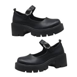 TOGEVAL 1 Paar High Heels mit Schnalle Damenschuhe runde Zehe eleganter Damenschuh Pumpe Plateau Schuhe Plateauschuhe Frühlingsschuhe mit klobigen Absätzen stylische Schuhe Black von TOGEVAL