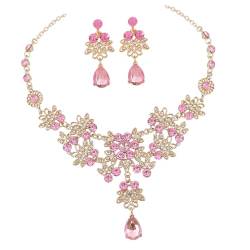 TOGEVAL Elegantes Hochzeits Brautschmuck Set Tropfenförmige Ohrringe & Halskette Perfekte Hochzeitskleid Accessoires Für Damen von TOGEVAL