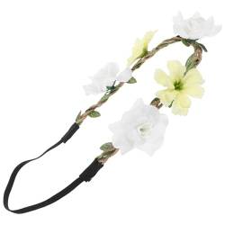 TOGEVAL Stirnband Kopfbedeckung mit Blumenkrone böhmische Blumenkrone Braut Stirnband elastische Stirnbänder haircharm haaraccessoires Blumengirlande handgefertigtes Haarband Weiß von TOGEVAL