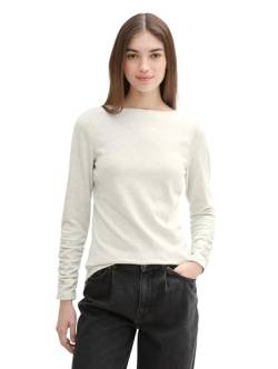 TOM TAILOR Denim Damen 1033642 Longsleeve T-Shirt, 10396-Marble Beige Melange, XL von TOM TAILOR Denim