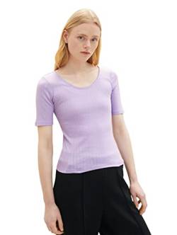 TOM TAILOR Denim Damen 1035388 Basic T-Shirt mit Struktur, 31042-Lilac Vibe, M von TOM TAILOR Denim