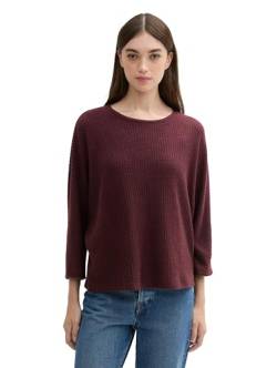 TOM TAILOR Denim Damen 1043090 Basic Longsleeve mit Struktur, 32620-Tawny Port Red Melange, X-Large von TOM TAILOR Denim