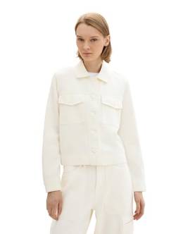 TOM TAILOR Denim Damen Basic Blazer-Jacke mit Brusttaschen, off white, M von TOM TAILOR Denim