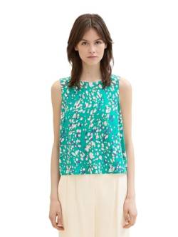 TOM TAILOR Denim Damen Basic Blusen-Top mit Allover Print, abstract green dot print, L von TOM TAILOR Denim