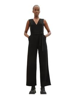 TOM TAILOR Denim Damen Basic Overall Jumpsuit mit Gürtel, deep black, XL von TOM TAILOR Denim