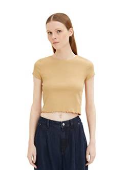 TOM TAILOR Denim Damen Cropped Ripp T-Shirt mit Bio-Baumwolle von TOM TAILOR Denim