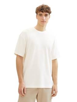 TOM TAILOR Denim Herren Basic T-Shirt mit Struktur, Wool White, XS von TOM TAILOR Denim