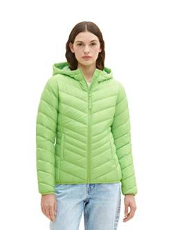 Tom Tailor Denim Damen Lightweight Steppjacke mit Kapuze, 12318 - Liquid Lime Green, XS von TOM TAILOR Denim