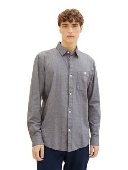 Tom Tailor Denim Herren Comfort Fit Chambray Hemd mit Struktur, 34766 - Coal Grey Structure, XL von TOM TAILOR Denim