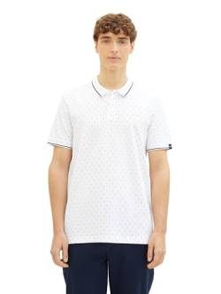 Tom Tailor Denim Herren Piqué Poloshirt mit Punkten, 34995 - White Mini Squares Print, L von TOM TAILOR Denim