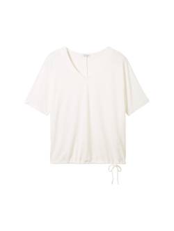 T-Shirt mit Bindeband am Saum, offwhite, Gr.44 von TOM TAILOR Plus