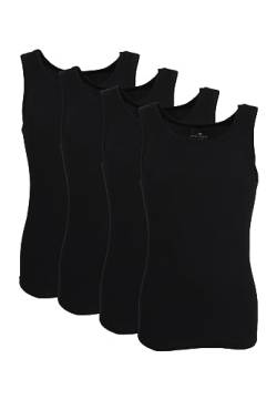 TOM TAILOR 4er Pack Herren Doppelripp Tank Top Unterhemd (schwarz-dunkel-Uni, M) von TOM TAILOR