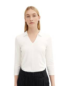 TOM TAILOR Damen 1035399 T-Shirt mit Kragen, 10315 - Whisper White, XXS von TOM TAILOR