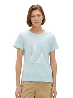 TOM TAILOR Damen 1035470 T-Shirt mit Print, 30463 - Dusty Mint Blue, XS von TOM TAILOR