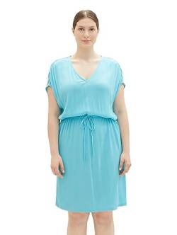 TOM TAILOR Damen 1037321 Plussize Kleid mit Struktur & Bindegürtel, 26007-Teal Radiance, 48 von TOM TAILOR