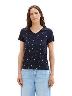 TOM TAILOR Damen 1037404 T-Shirt, 32651 - Navy Bird Design, XXS von TOM TAILOR