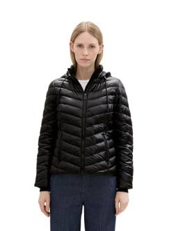 TOM TAILOR Damen 1041489 Lightweight Steppjacke mit Kapuze, 14482-Deep Black, XXL von TOM TAILOR