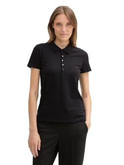 TOM TAILOR Damen 1044731 Piqueé Polo Shirt, 14482-Deep Black, X-Large von TOM TAILOR